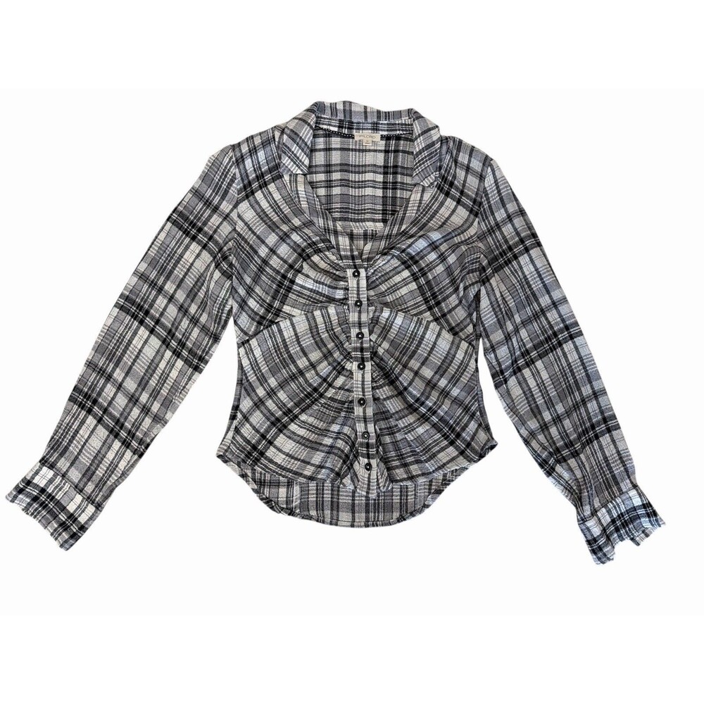 Pilcro Black and White Plaid Button-Down Shirt